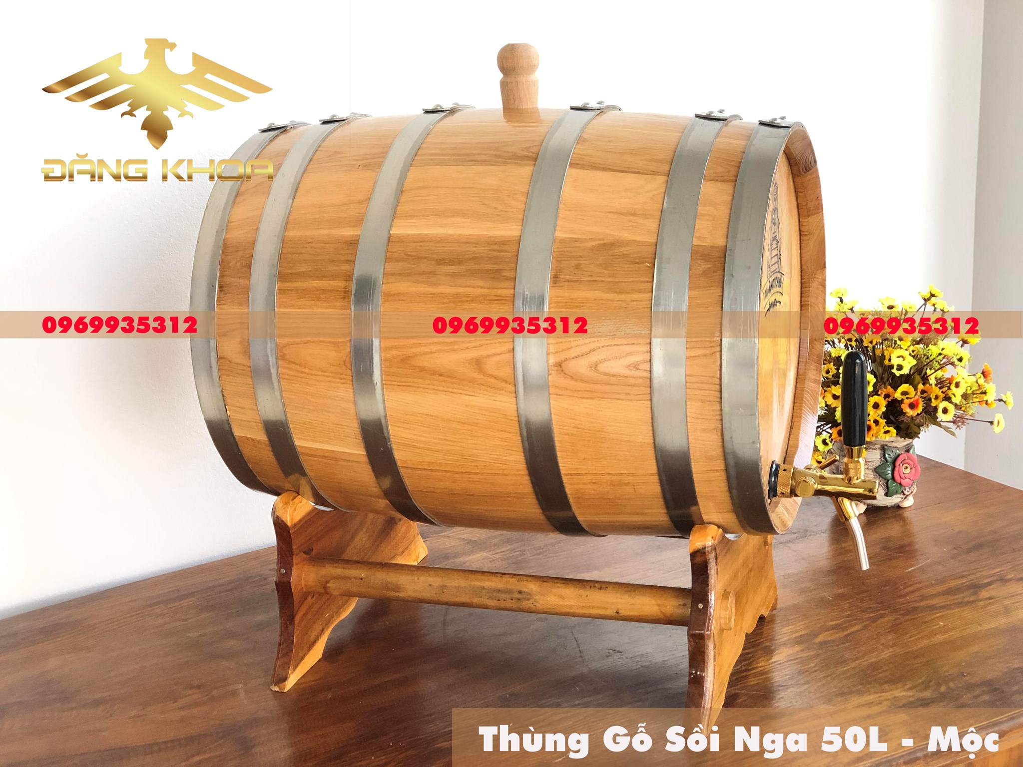 Thùng rượu gỗ sồi 50L đẹp