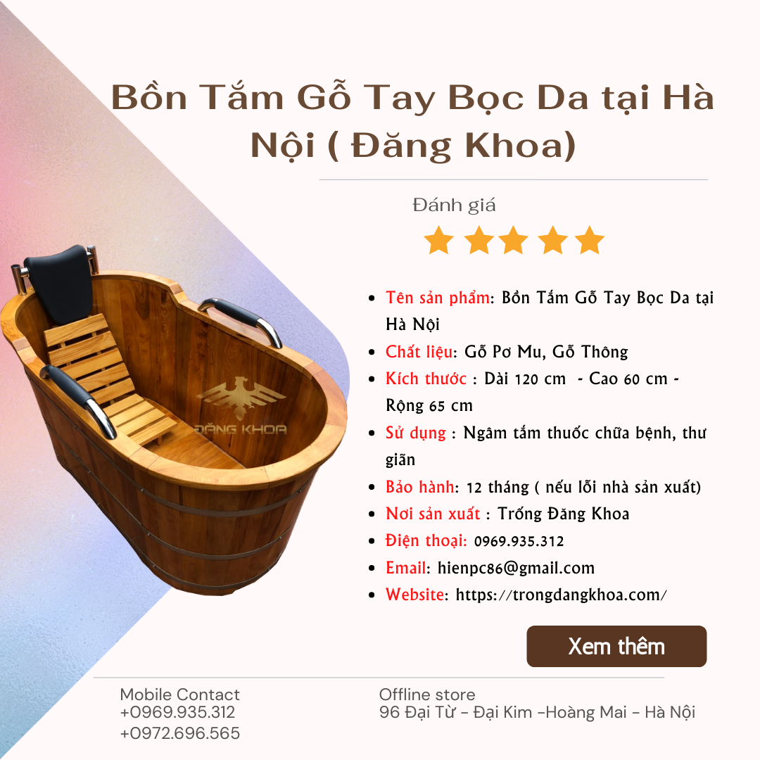 Bồn tắm gỗ pơ mu bọc da