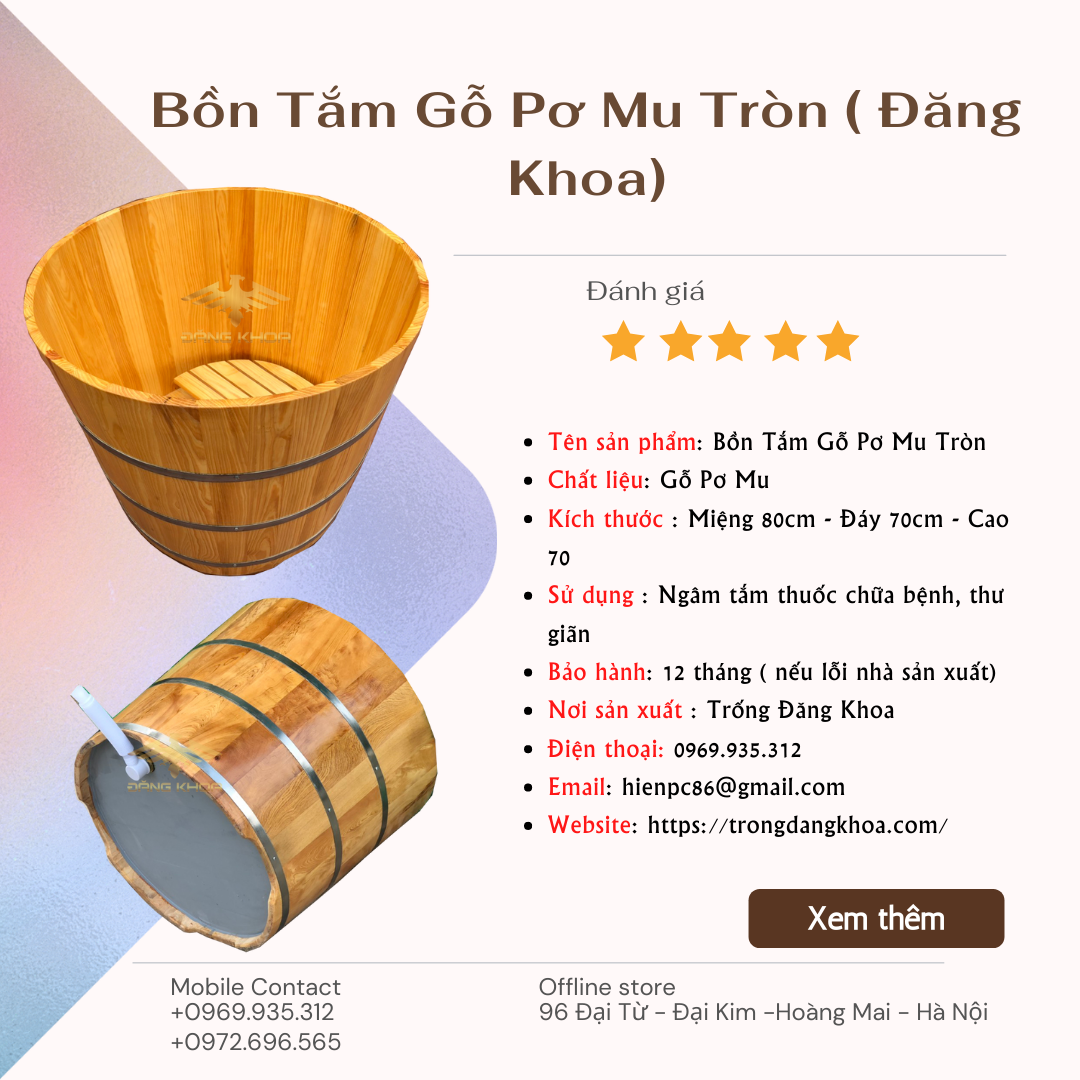 Bồn Tắm Gỗ Tròn Dáng Đứng