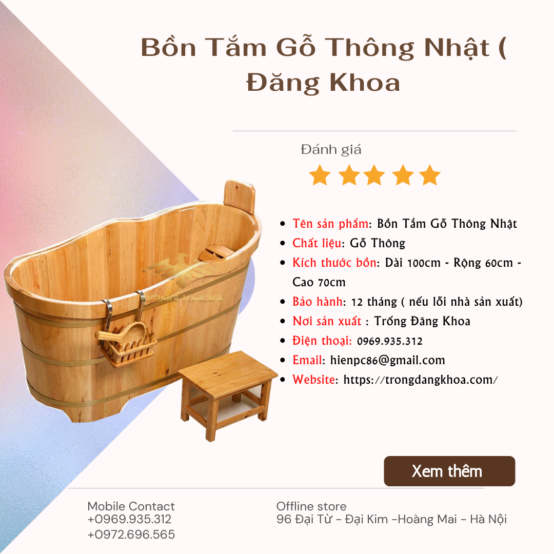 Bồn tắm gỗ thông đẹp