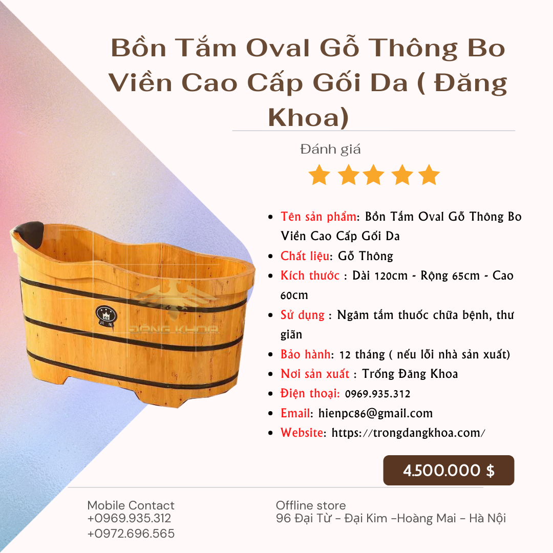 Bồn tắm gỗ Vĩnh Tường - Sự lựa chọn tối ưu cho phòng tắm hiện đại