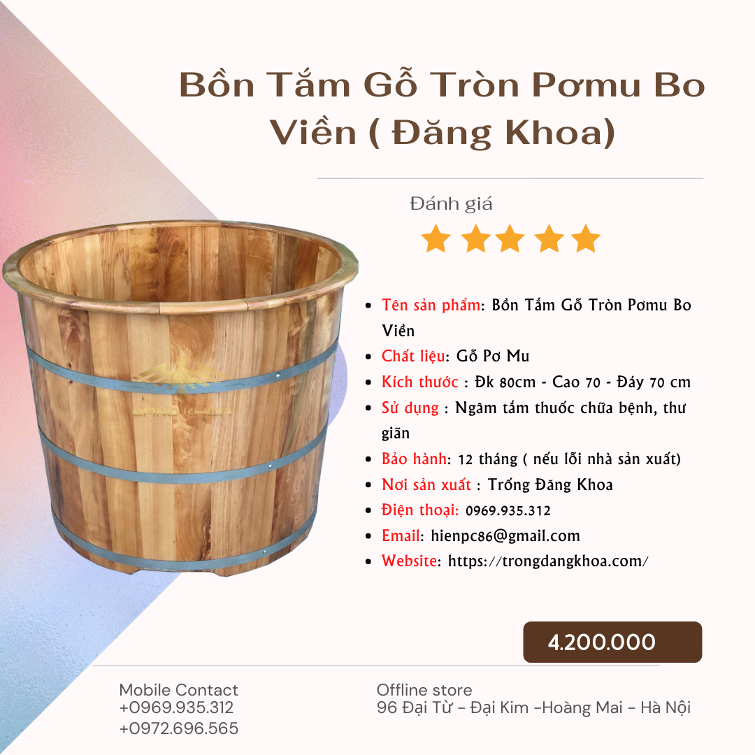 Bồn Tắm Gỗ Tròn Pơ Mu